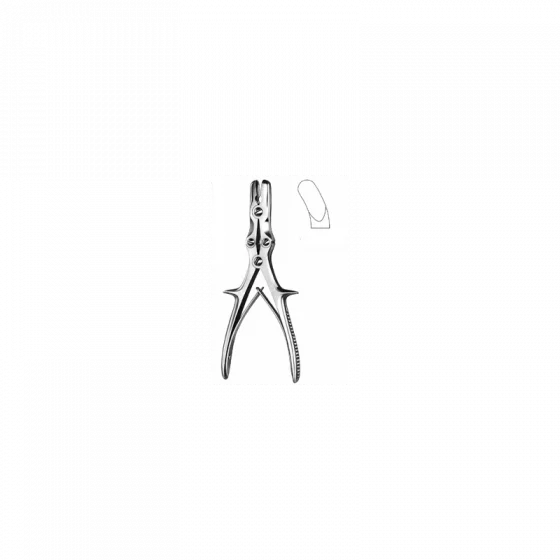 Pince Gouge Luer, 4 articulations, mors 8 mm, courbe, 22 cm