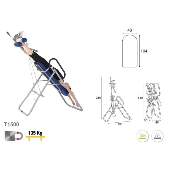 Soldes d'été 2026 : Table d'inversion - DNKELAR - Pliable - Ceinture de sécurité réglable - Charge max 150kg - Confort optimal pas cher