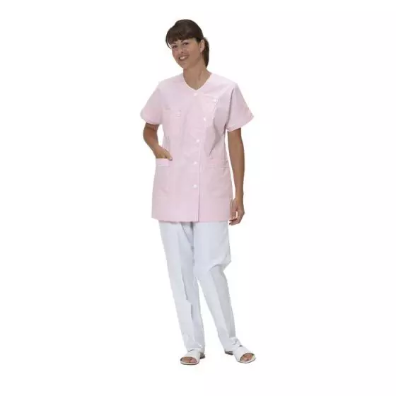 Tunique médicale femme Taffa rose liseré blanc Mulliez