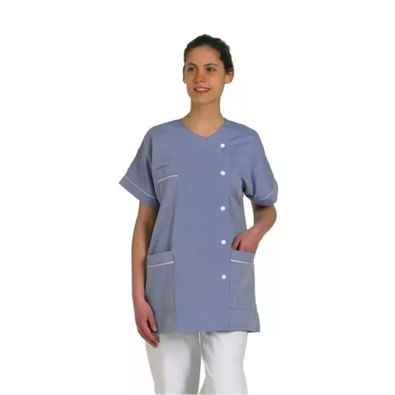 Tunique médicale femme Traxa bleu liseré blanc Mulliez