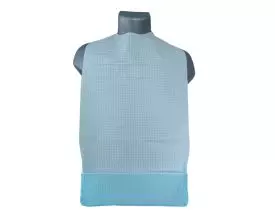 Bavoir adulte à usage unique avec poche de récupération bleu (carton de 500)