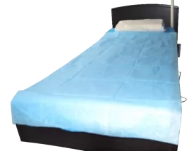 Drap plat à usage unique bleu clair - 90 x 200 cm (carton de 100)