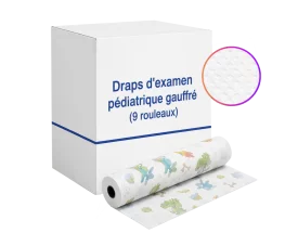 Draps d'examen pédiatrique gauffré (9 rouleaux)