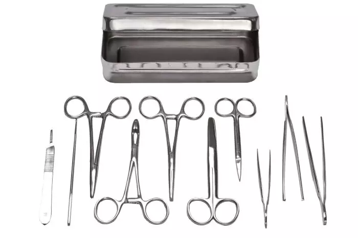 Boite de petite chirurgie complète en aluminium avec instruments