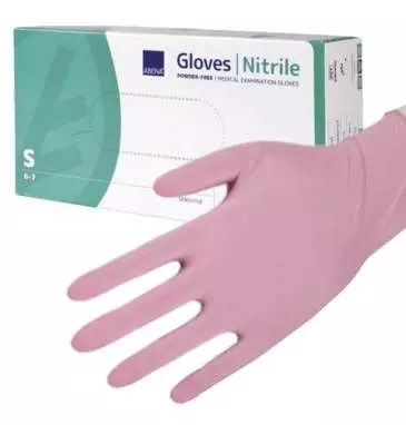 Gants d'examen nitrile Abena roses non poudrés non stériles